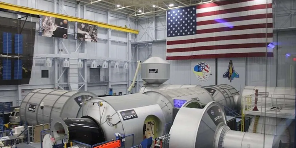 International Space Station mock-ups in the astronaut training facility at Johnson Space Center